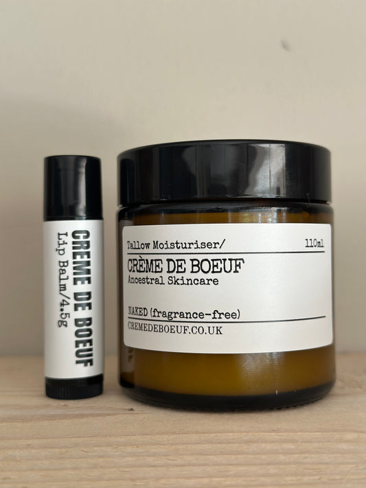 Bundle 1.                         Daily Essentials Set - Tallow Moisturiser & Lip Balm.